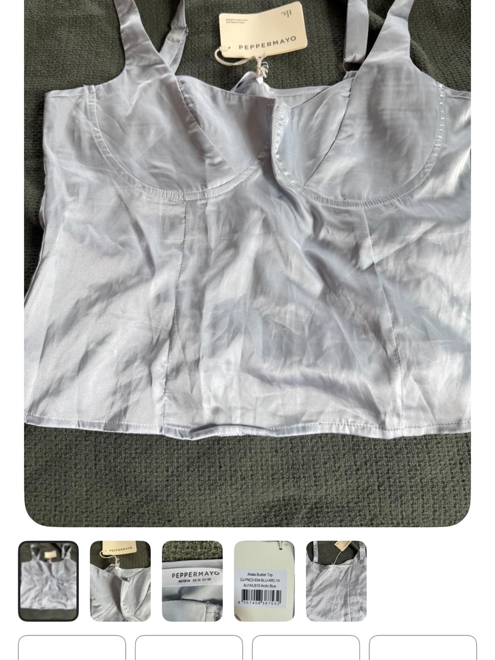Peppermayo Light Gray Satin Bustier Tank